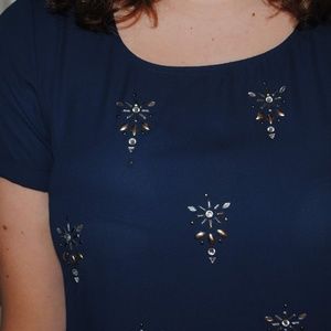 Navy Diamond Design Top